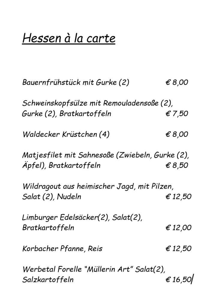 hessen a la carte gasthof hessischer hof